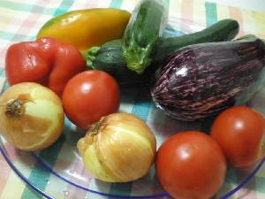 Ingredientes del asadillo de verduras