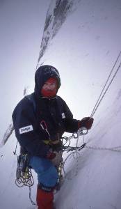 Durante la expedicin a la Torre de Trango, uno de los mayores logros del alpinismo espaol en el Himalaya. Ao 1989 