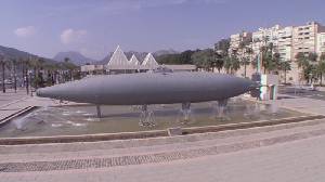 El submarino expuesto en el Paseo Martimo Alfonso XII de Cartagena [Isaac Peral]
