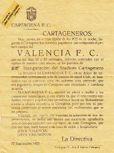 Anuncio de la llegada del Valencia a Cartagena