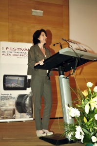 La Excma. Sra. Da. Inmaculada Garca, Consejera de Economa y Hacienda, durante la entrega de premios del I Festival de Cortometraje en Alta Definicin Regin de Murcia