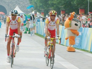 Alberto Contador y Valverde durante los Juegos Olmpicos de Pekn 2008