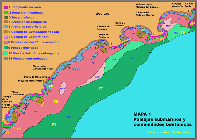 Mapa 1. Paisajes submarinos y comunidades bentnicas
