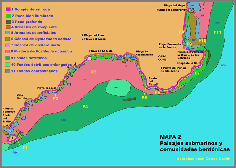 Mapa 2. Paisajes submarinos y comunidades bentnicas