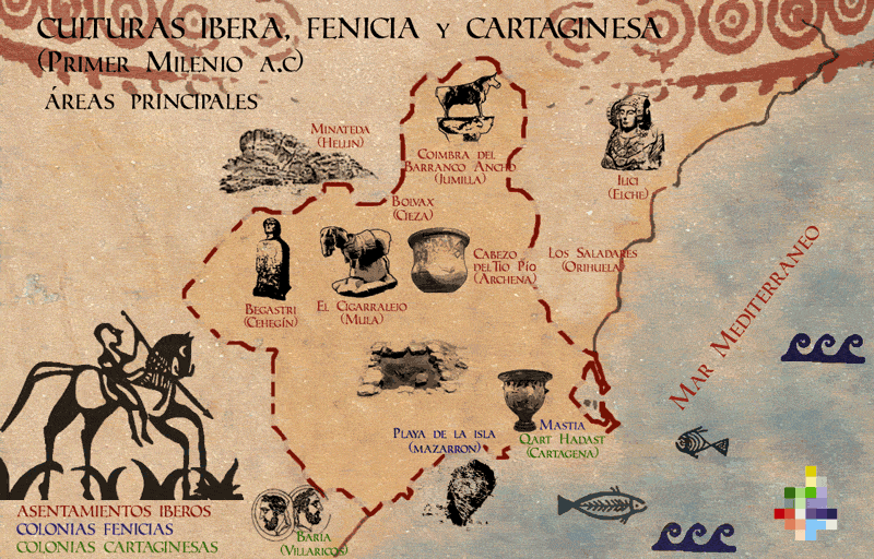 Mapa bero, fenicio y cartagins de la Regin de Murcia