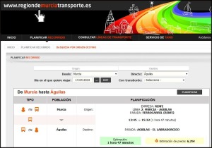 Web de 'Regin de Murcia Transporte'