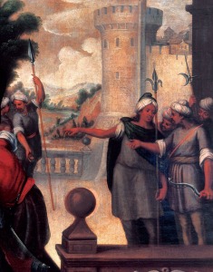 Juan de la Puebla. Chirinos Preso ante Ceyt Abu Ceyt (detalle). 1678. Santuario de la Vera Cruz de Caravaca