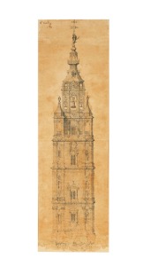 Juan de Gea (?) Dibujo de la Torre de la Catedral. Ca. 1765. Coleccin particular. Murcia