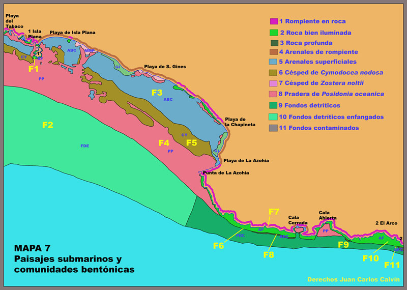 Mapa 7. Paisajes submarinos y comunidades bentnicas