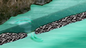 Esquema de la salida de agua del acufero a travs de la fuente del Gorgotn hacia el ro Segura