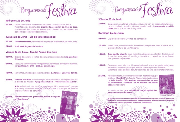 Programación de las Fiestas en El Escobar 2016