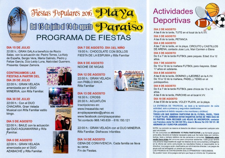 Fiestas Populares de Playa Paraíso 2016