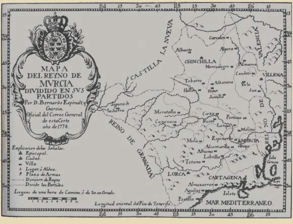 Mapa del antiguo Reino de Murcia . Archivo Histrico Provincial