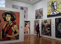 Algunas de las creaciones que se exhiben en el Museo de Bellas Artes de Murcia dentro de la exposicin 'Arte urbano: De la calle al museo''