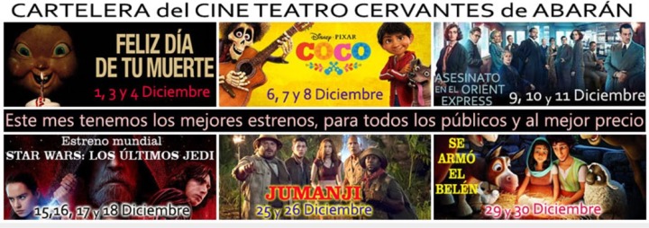 Programación Cine Cervantes. Diciembre 2017