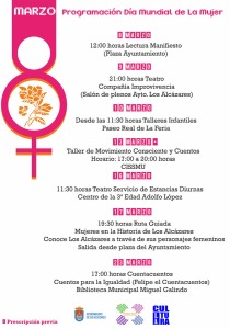 programa de actividades con motivo del Da Internacional de la Mujer