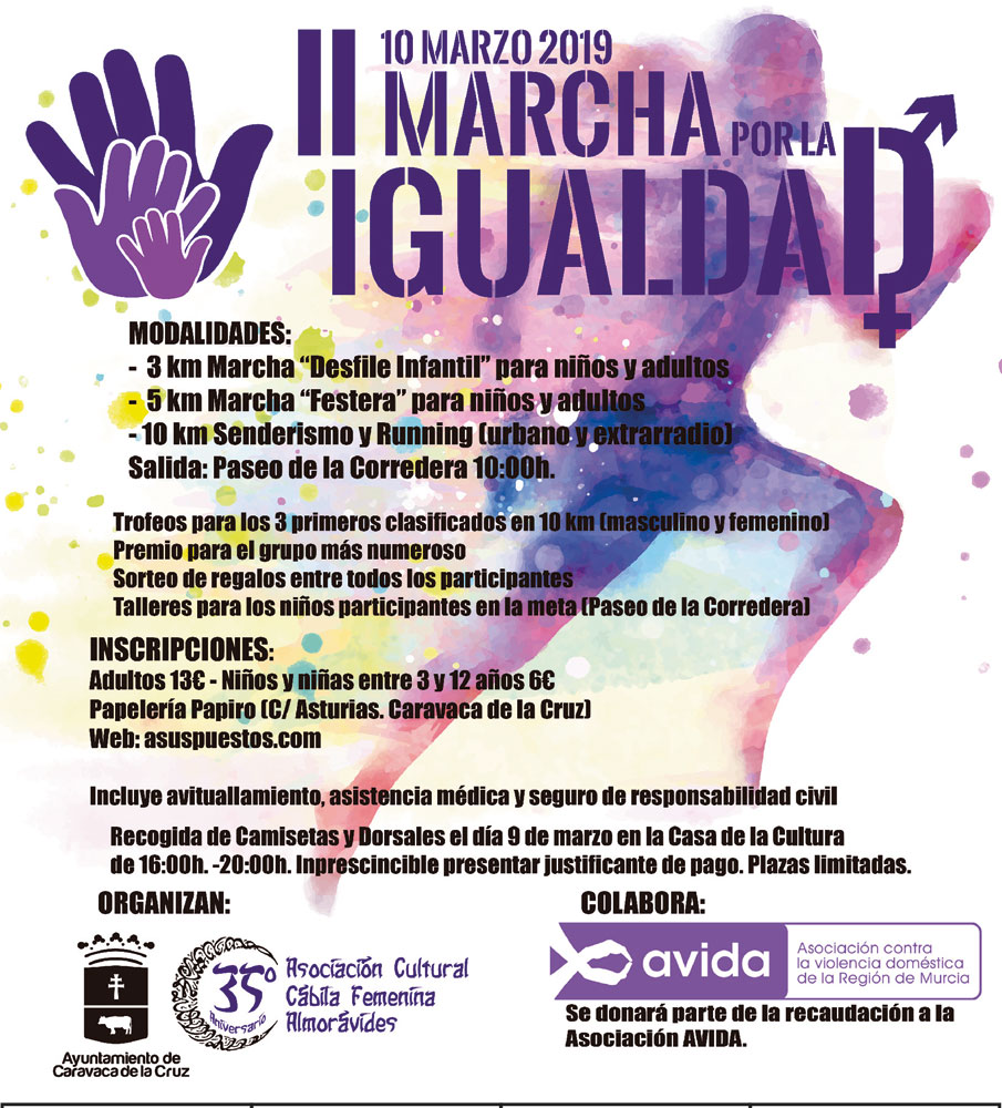 La II Marcha por la Igualdad de Caravaca se celebra el 10 de marzo