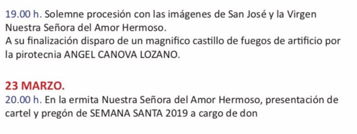 Fiestas Patronales del Barrio de SanJosé de Los Garres