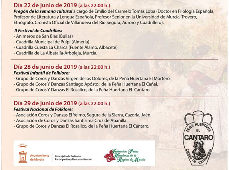 XXXIII Semana Cultural de la Peña Huertana El Cántaro