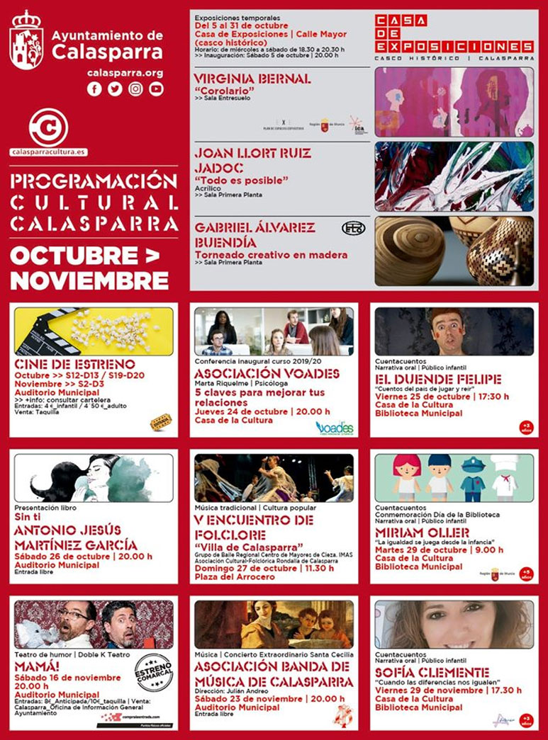 Agenda Cultural Calasparra Octubre Noviembre 2019