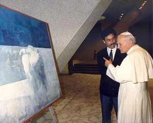 Pedro Cano entrega obra al Papa.