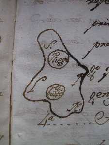 Pliego en el mapa del trmino de Mula (Respuestas Generales del Catastro del Marqus de la Ensenada, 1755. Archivo Histrico Provincial de Murcia).
