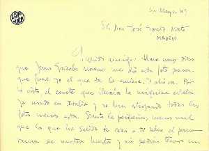 Carta manuscrita a Jos Garca Nieto desde el Casino de Murcia[Jaime Campmany]