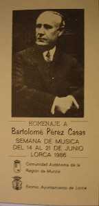 Prez Casas - Cartel Homenaje a Bartolom Prez Casas en Lorca 1986