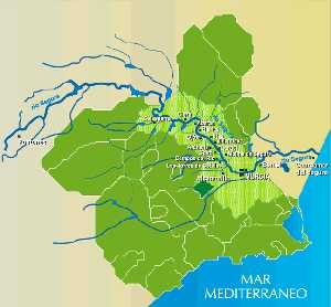 Ro Segura - Mapa de la cuenca con los municipios de la Regin de Murcia
