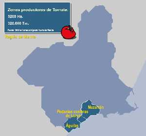 Mapa de zonas productoras de tomate [Tomate]