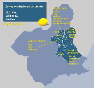 Mapa de zonas productoras de limn [Limn]