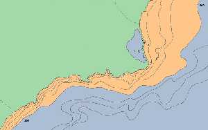 Figura 1. Representacin de la plataforma continental en la Regin, destacando dos sectores muy diferentes [Litoral sumergido]