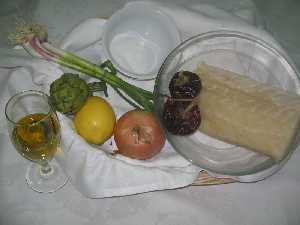 Ingredientes de Ensalada de oras con alcachofas  