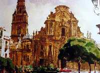 Catedral de Murcia. Oleo. Autor: Falgas