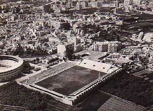 Vista area del estadio de La Condomina varias dcadas despus de su inauguracin