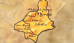 Mapa del territorio del Marquesado de Los Vlez, perteneciente al reino castellano de Murcia