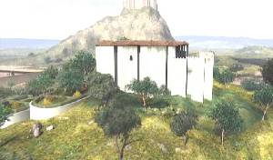 Reconstruccin virtual del Castillejo de Monteagudo, que era la residencia veraniega de Ibn Mardans