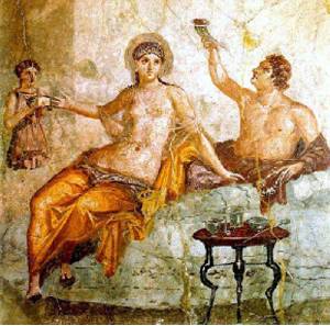 Pintura romana sobre el triclinium