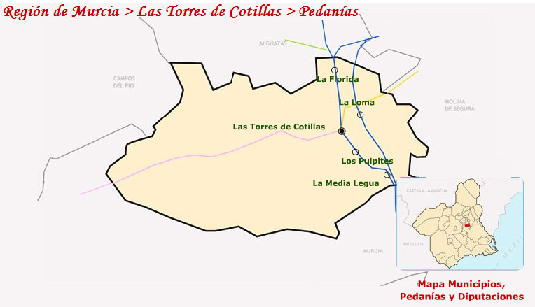 Situacin de las pedanas de Las Torres de Cotillas