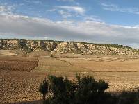 Cuenca lacustre, terciaria-cuaternaria, de Terragoya (Caravaca). Al fondo resaltan sus yesos