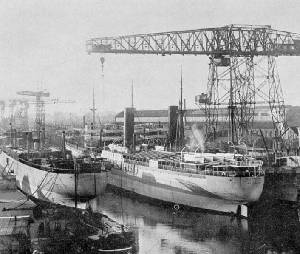 El buque de guerra de la Armada Castillo de Olite durante su construccin en Rotterdam (Holanda)