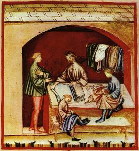 Representacin medieval del uso de la seda