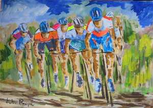 Cuadro de Victor Rosique para la exposicin conmemorativa del XXV Aniversario de la Vuelta Ciclista a Murcia