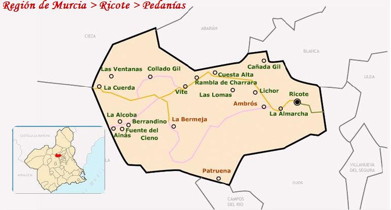 Situacin de las pedanas de Ricote