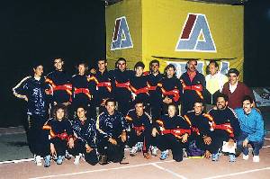 Equipo español participante en el Encuentro Internacional de Pruebas Combinadas España-Inglaterra celebrado en Alhama de Murcia (1991)