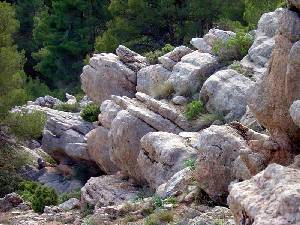 Vista de las calizas nodulosas del Jursico superior, que estn parcialmente karstificadas originando morfologas un tanto pintorescas