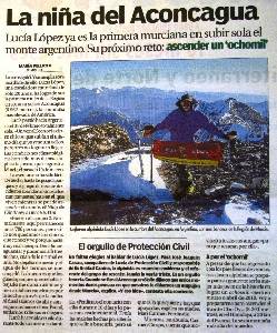 Lucia Lopez en el Aconcagua_2009-03-31 (Noticia en periodico 20 minutos