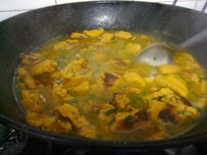 Tortilla en caldo terminada