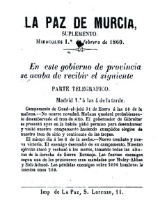 Suplemento de La Paz con informacin sobre la Guerra de frica. Ao 1860