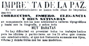 Publicidad de la imprenta de Rafael Almazn